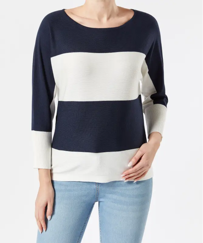 Gestreifter Feinstrickpullover