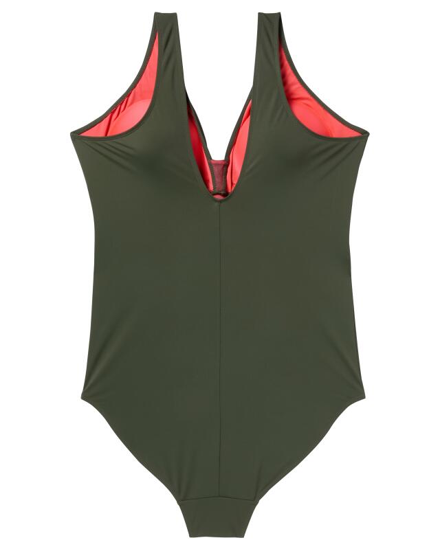 Maillot de bain à rubans décoratifs femme, kaki (KiK Badeanzug mit Zierbändern (Khaki)) — KiK, produit allemand authentique au Maroc