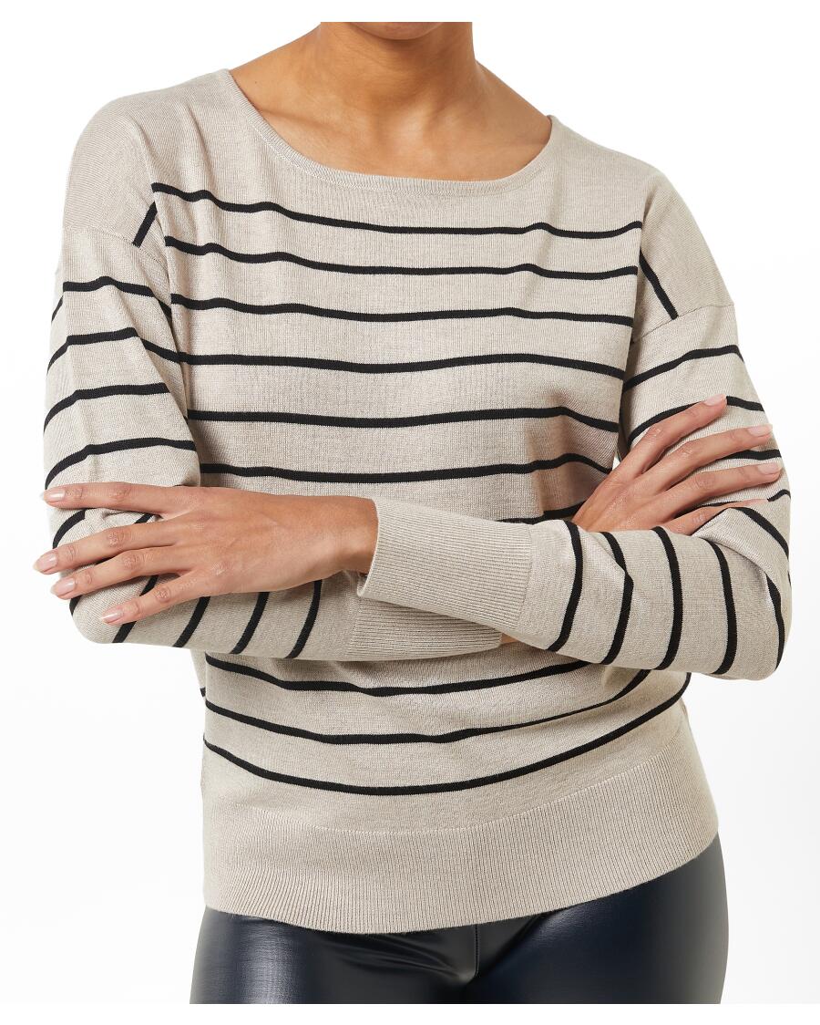 Pullover mit Streifen schwarz/beige