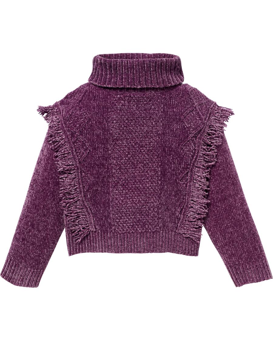 Strickpullover mit Fransen lila