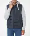 Prošívaná vesta s kapucí šedý melír/tmavě modrá