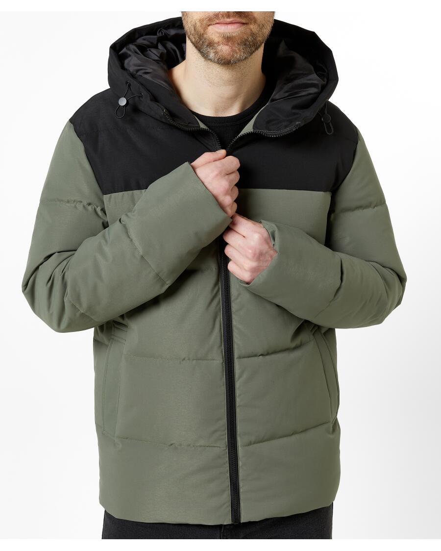 Gesteppte Outdoorjacke khaki/Schwarz