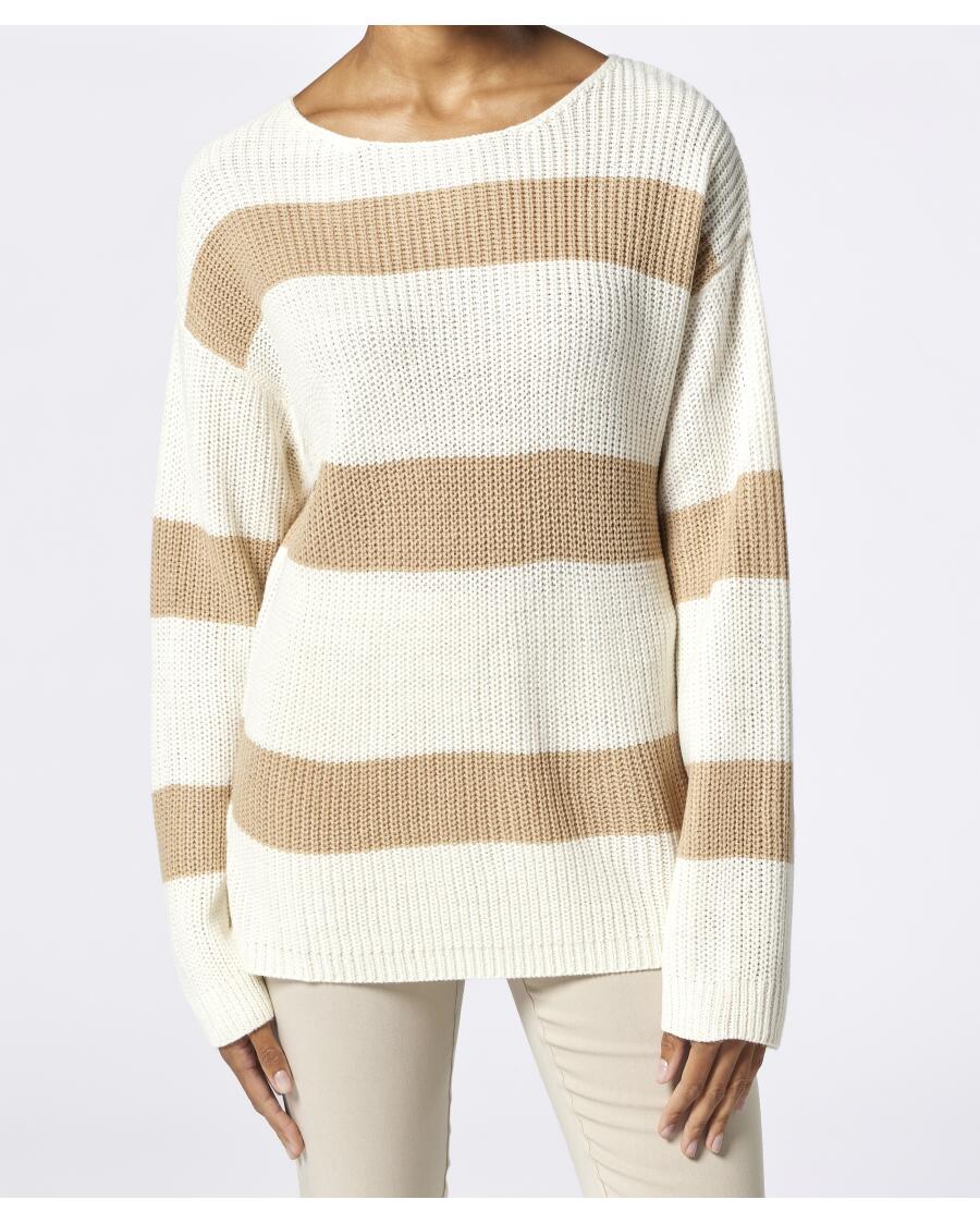 Sweter w paski naturalny w paski
