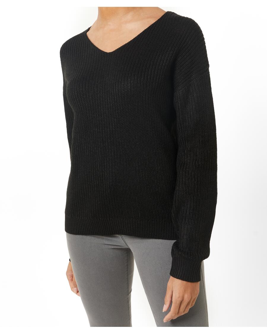 Schlichter Strickpullover schwarz
