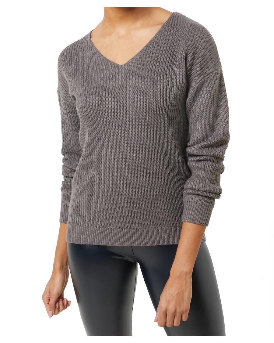 Schlichter Strickpullover grau
