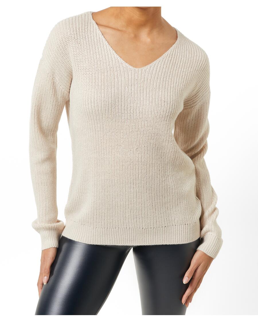 Schlichter Strickpullover Beige
