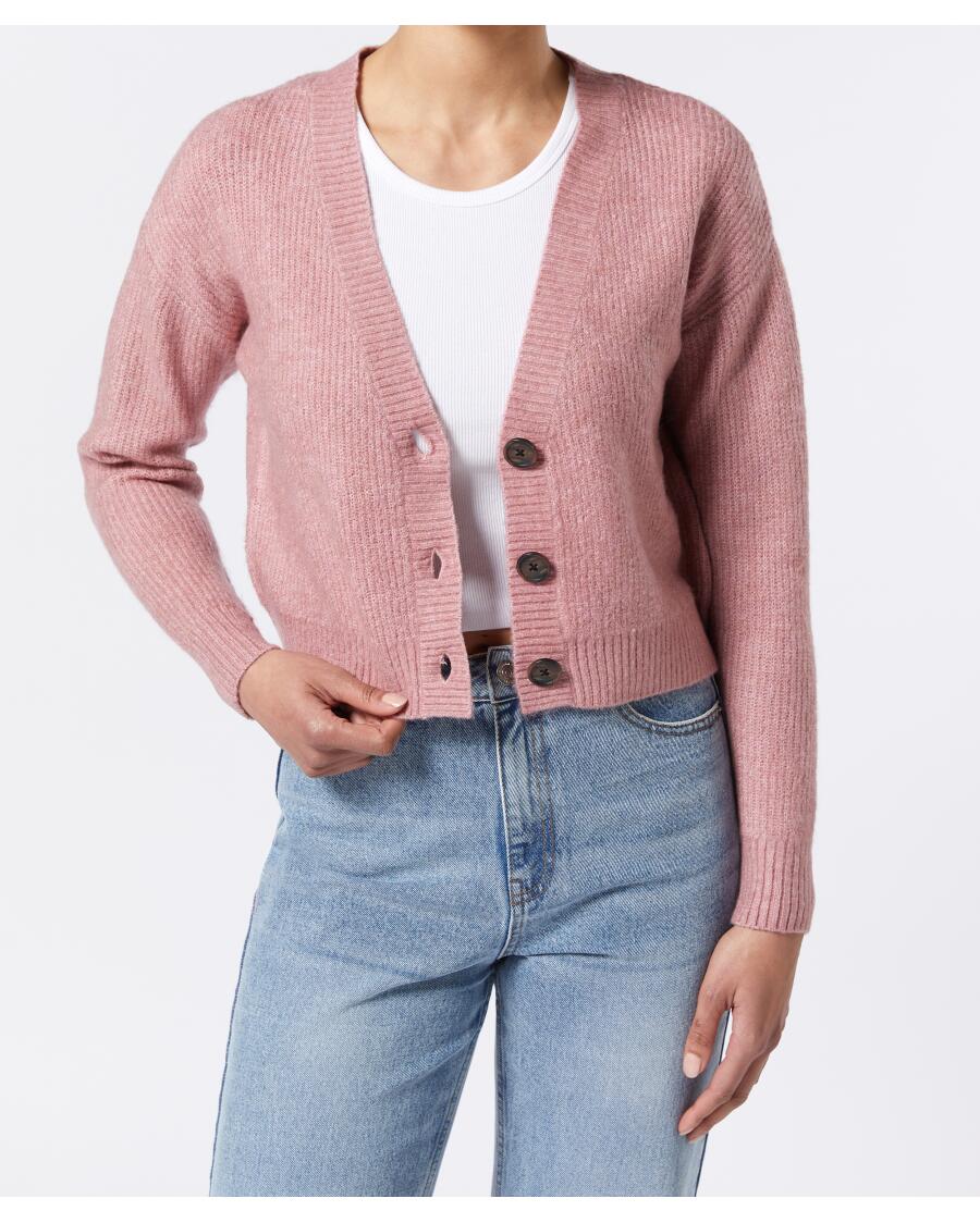 Strickjacke mit V-Ausschnitt rosa