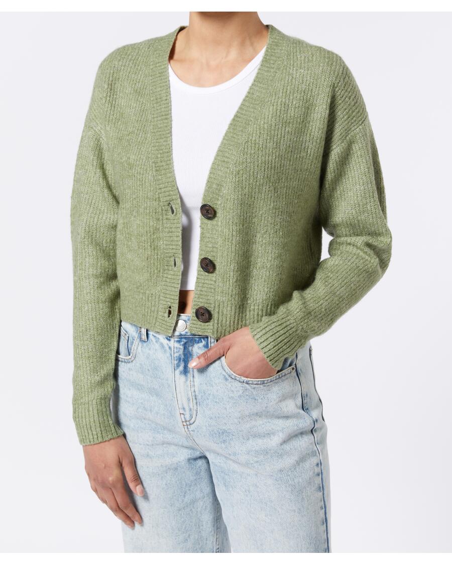 Strickjacke mit V-Ausschnitt Khaki
