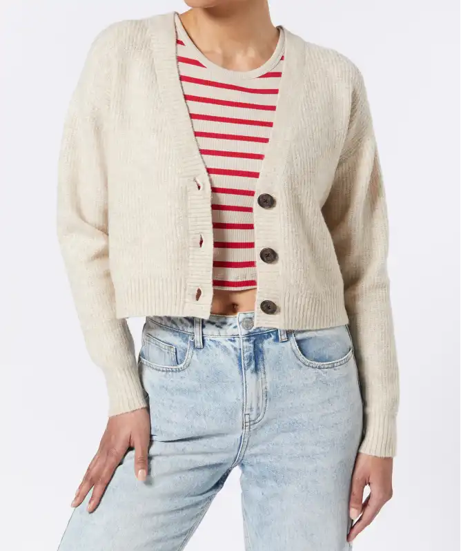 Gebreid vest met V-hals