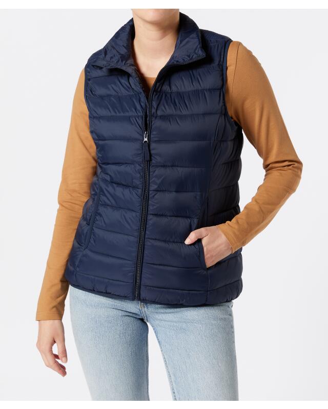 Gilet sans manches matelassé à col montant femme, bleu marine — KiK, produit allemand authentique au Maroc