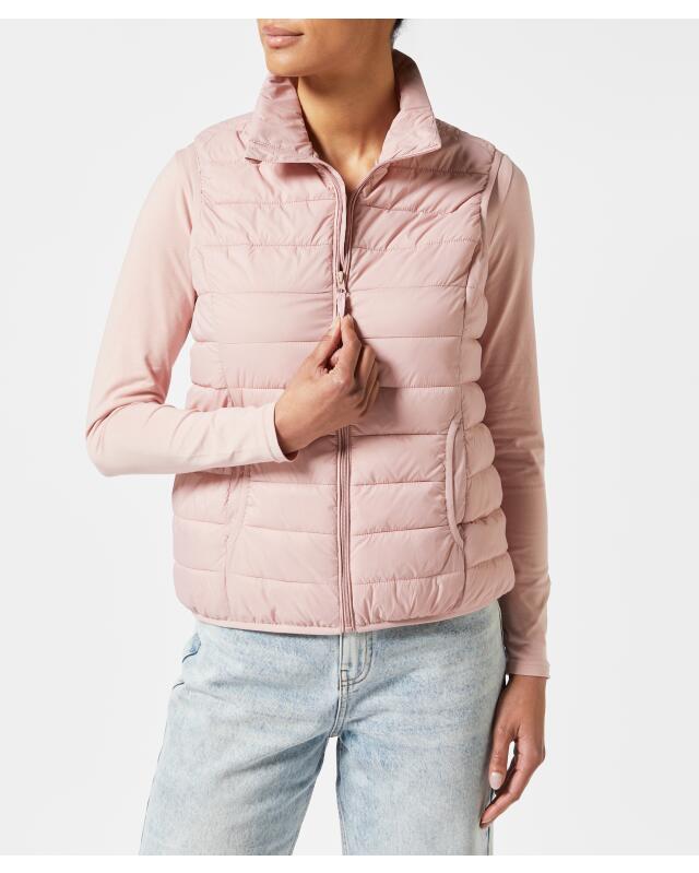 Gilet sans manches matelassé à col montant femme, rose foncé — KiK, produit allemand authentique au Maroc