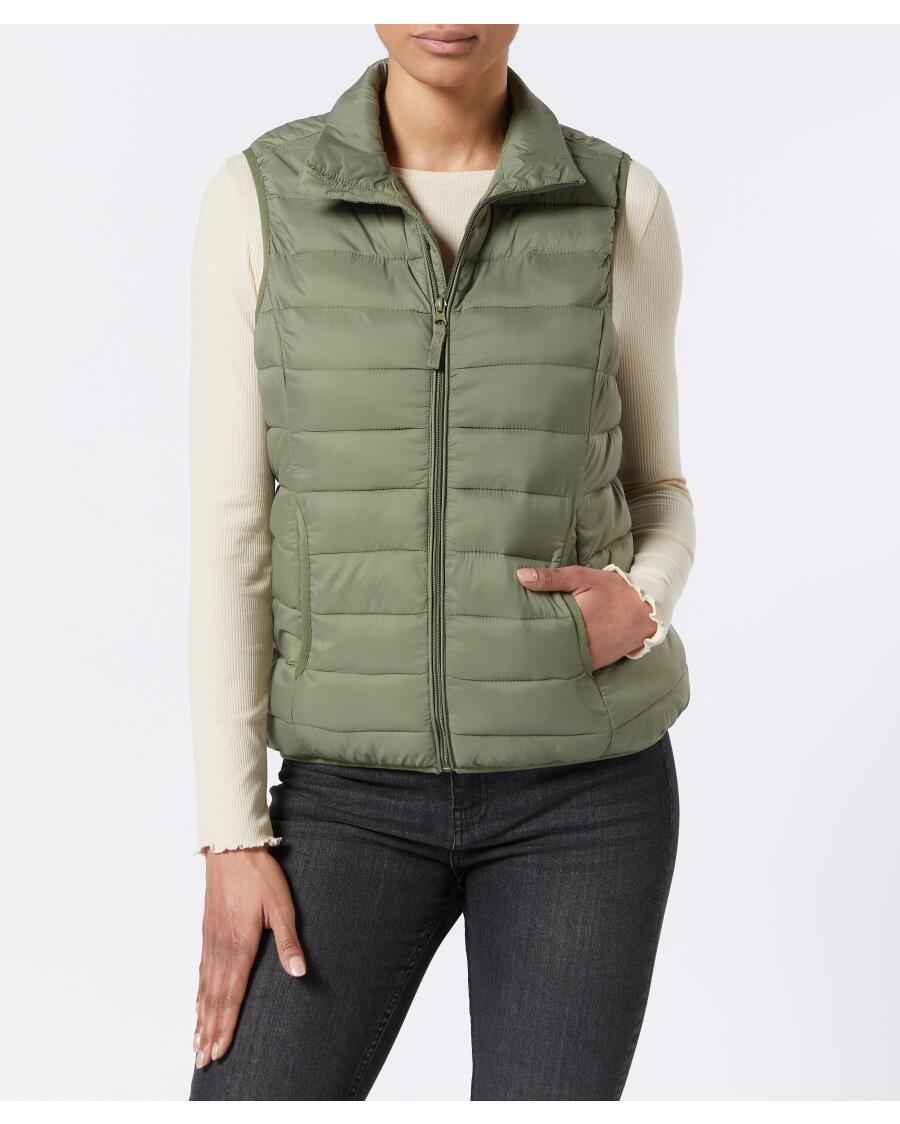 Steppweste mit Stehkragen Khaki