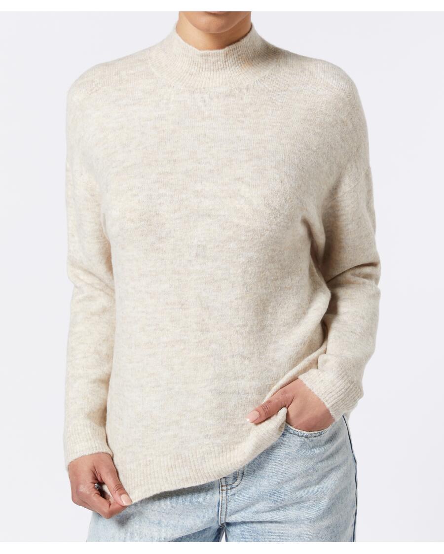 Sweter z cienkiej dzianiny beżowy melanż