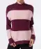 Sweter z cienkiej dzianiny w paski jagoda