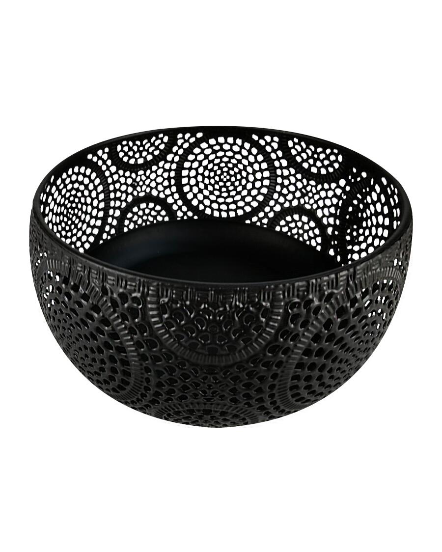 Decoratieve kom met reliëfgaten zwart