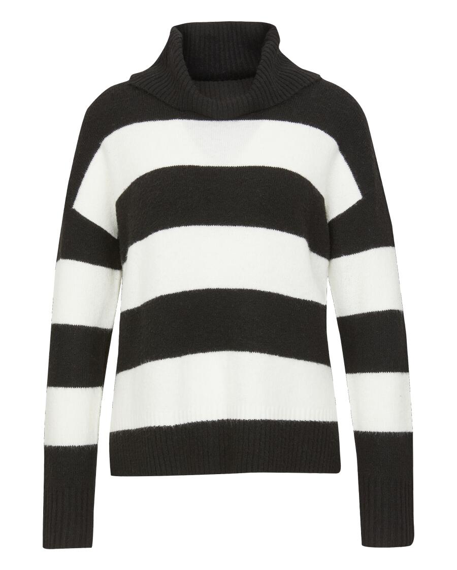 Sweter z dzianiny z golfem Janina, w paski