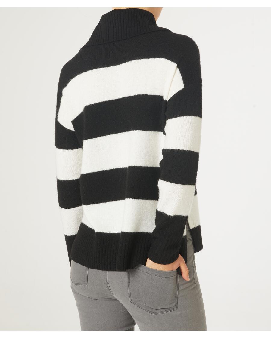 Sweter z dzianiny z golfem Janina, w paski