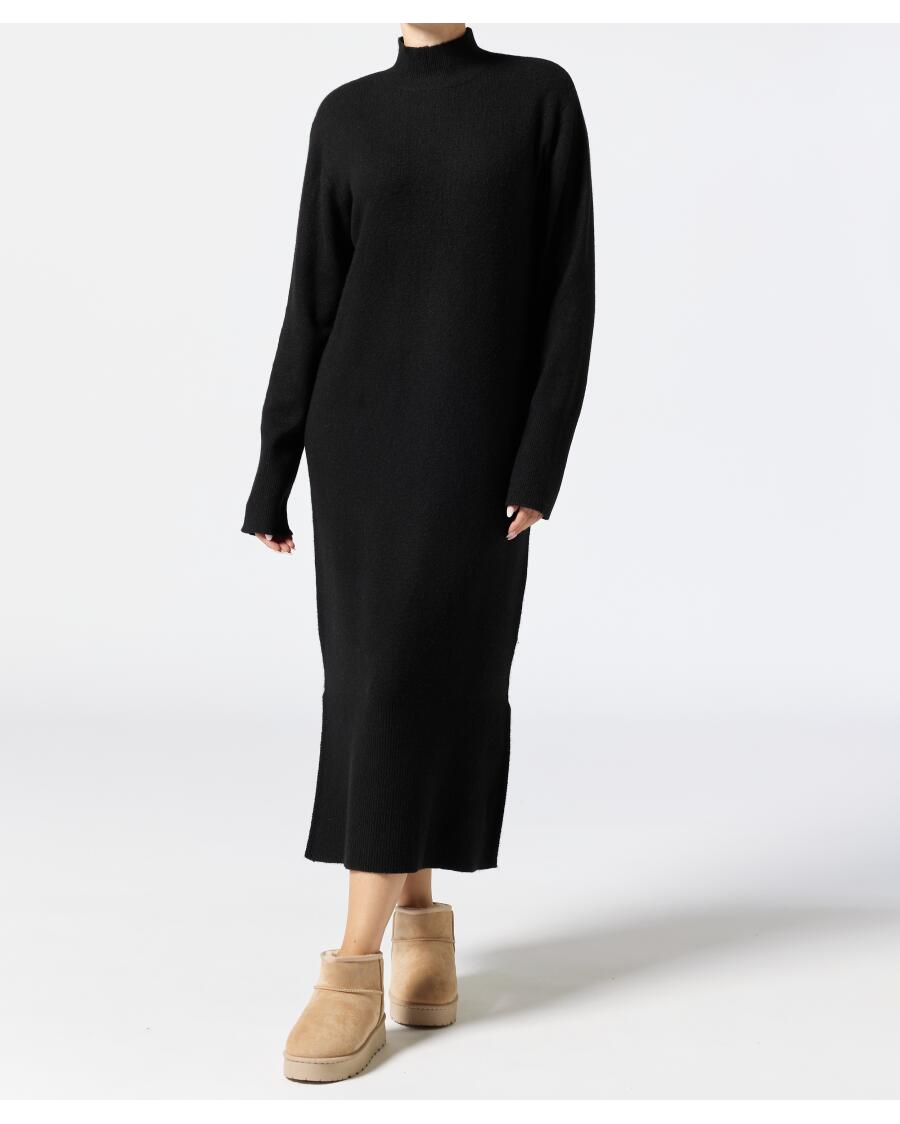 Strickkleid mit Stehkragen schwarz