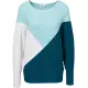 Sweter z dzianiny z kolorowymi wstawkami