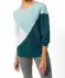 Strickpullover mit Colour-Blocking petrol