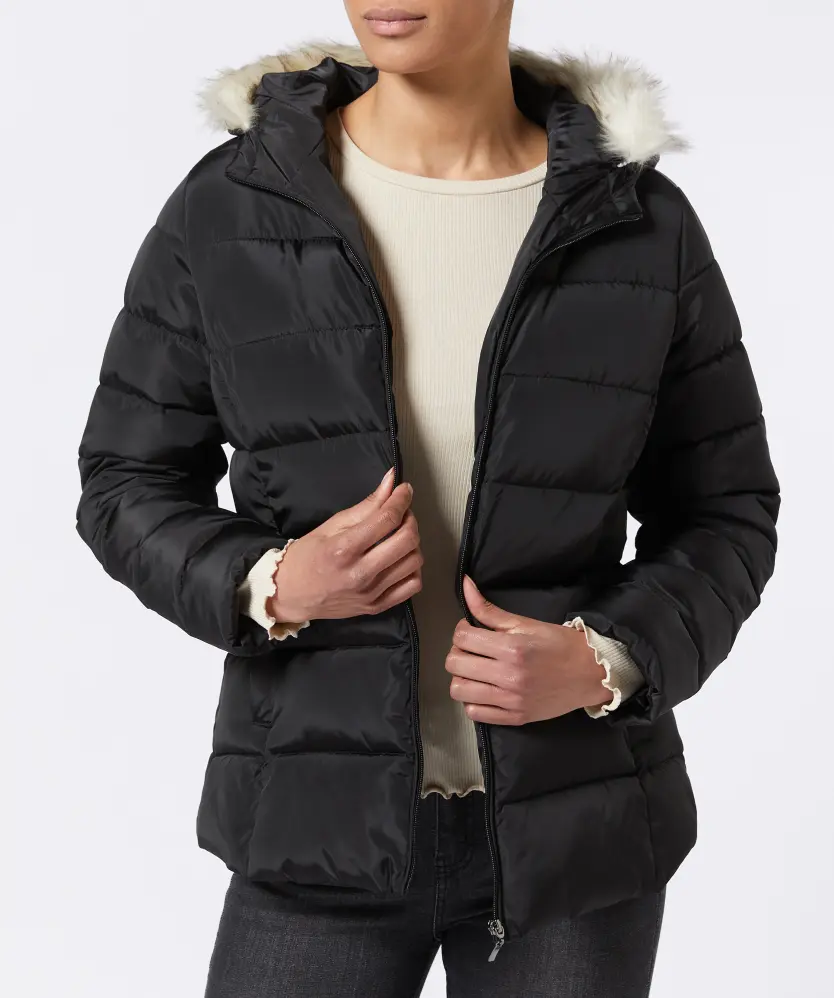 Jeansjas met bont voor dames, winterjas voor dames, warm gevoerde bontjas, grote maten, gevoerde jeansjas, winterjas, denim, warme winterjas, elegante korte jeansjas, overgangsjas, winterjas, blauw