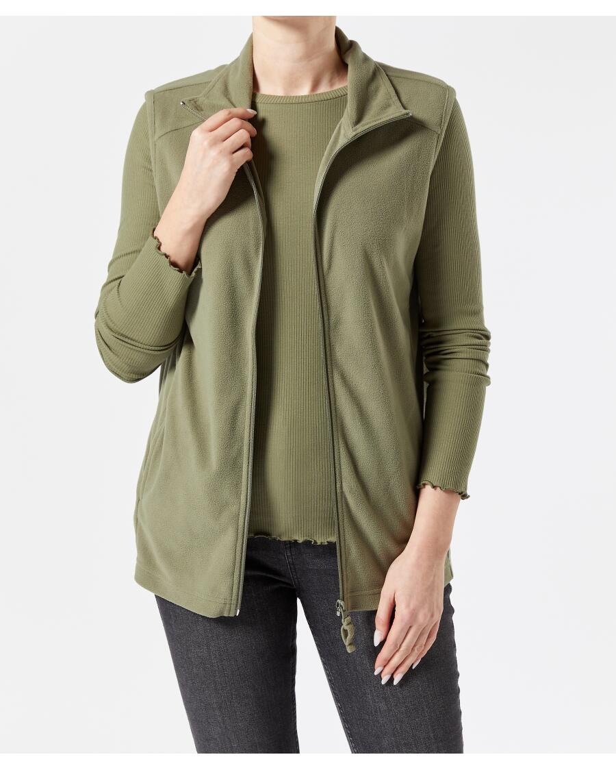 Einfarbige Fleeceweste Khaki
