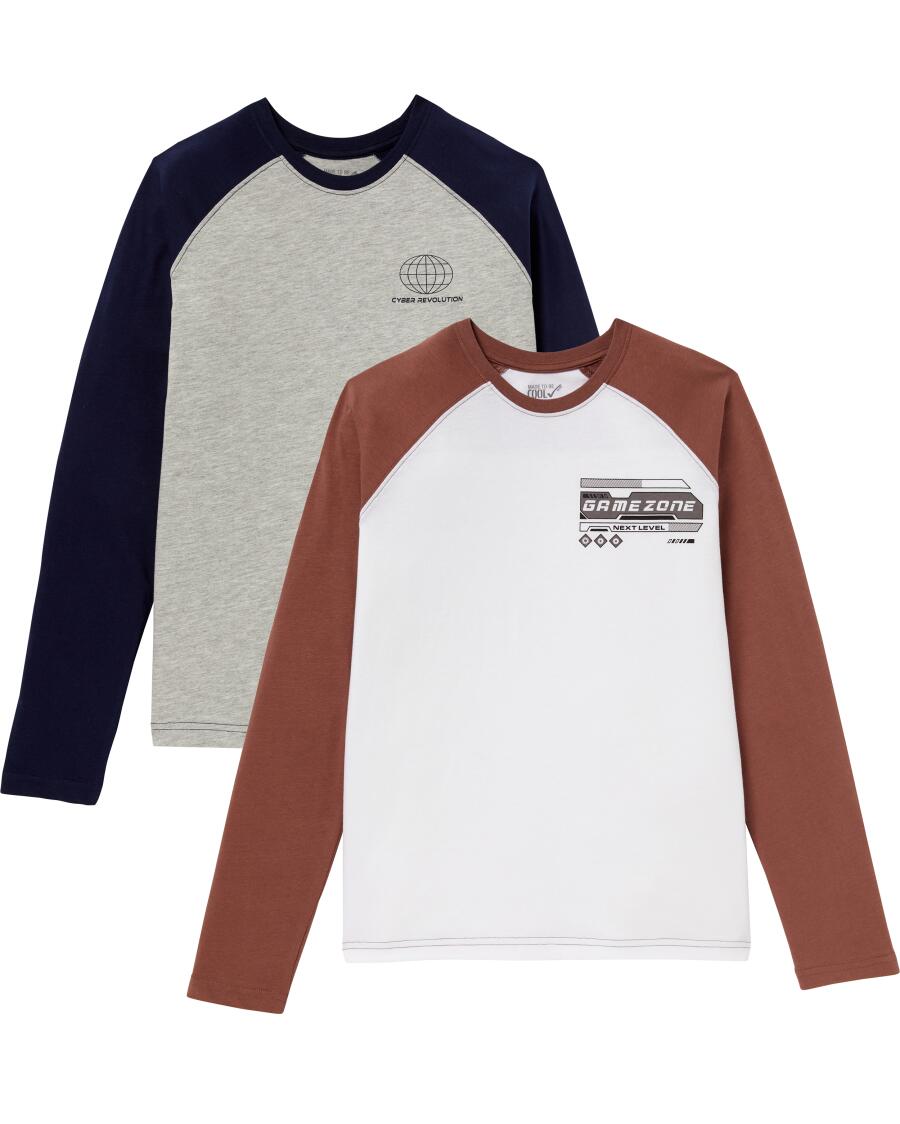 Shirts met lange mouwen gaming bruin/blauw