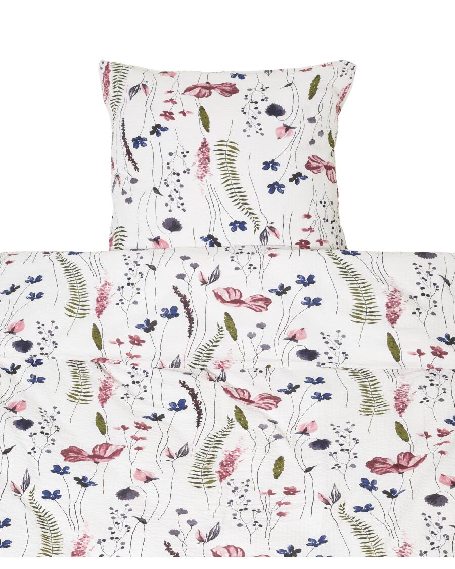 Seersucker-Bettwäsche mit Blumen bunt