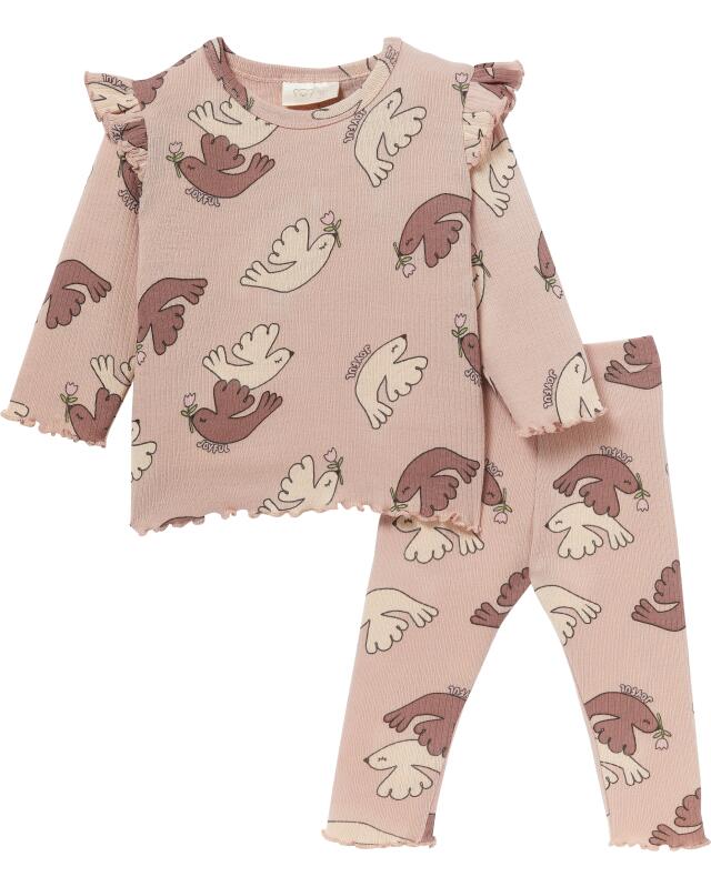 Pyjama à colombes bébé fille, vieux rose (KiK Pyjama mit Tauben (altrosa)) — KiK, produit allemand authentique au Maroc