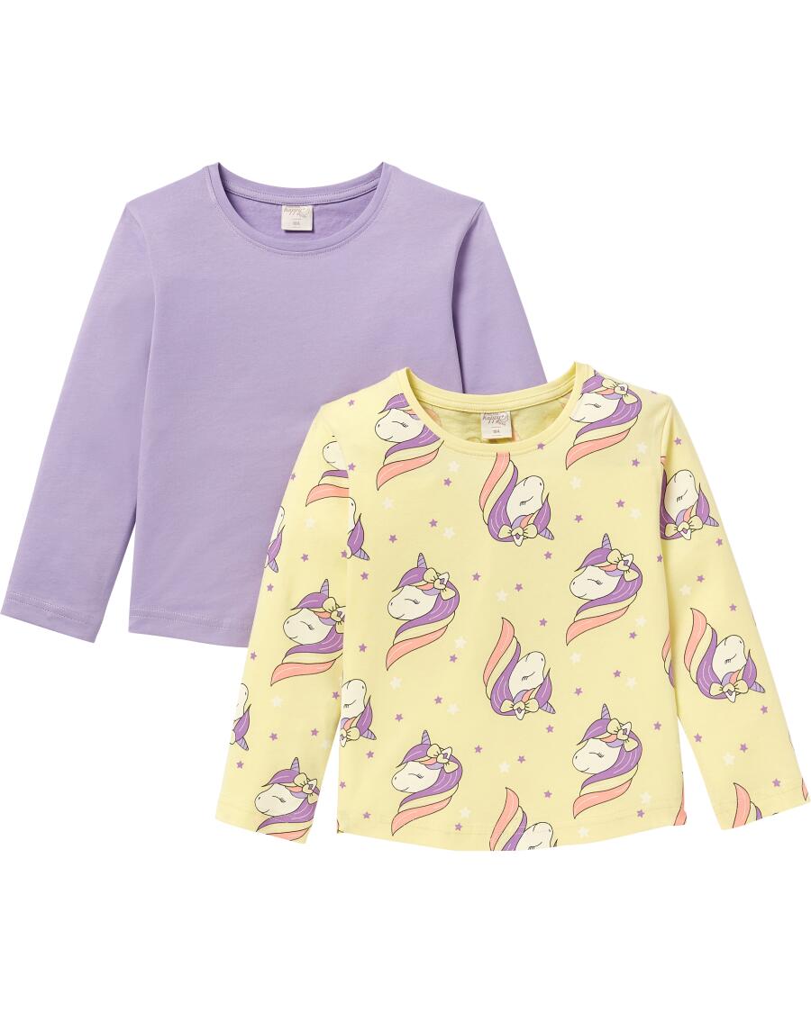 Langarmshirts aus Baumwolle gelb/lila