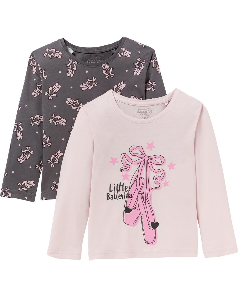 Langarmshirts mit Print grau/rosa