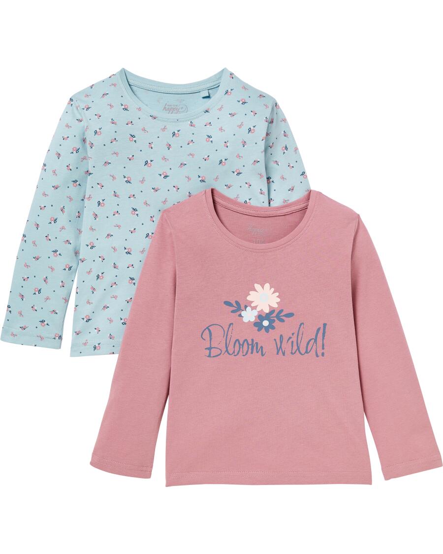 Langarmshirts mit Blumen rosa/hellblau