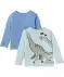 Langarmshirts mit Dino-Print blau/grün