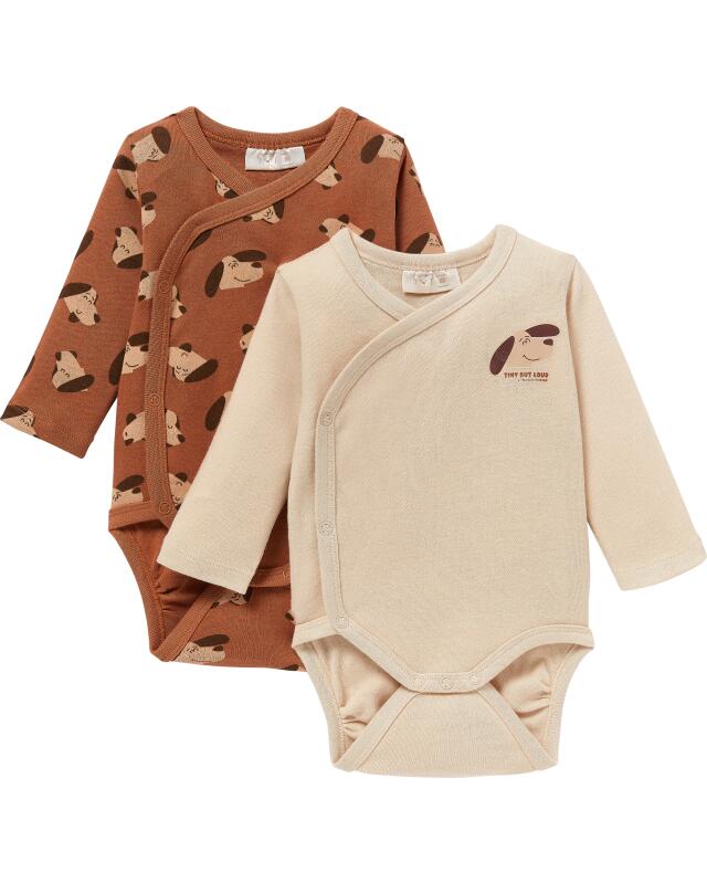 Bodys croisés à motif chiens bébé garçon, écru — KiK, produit allemand authentique au Maroc