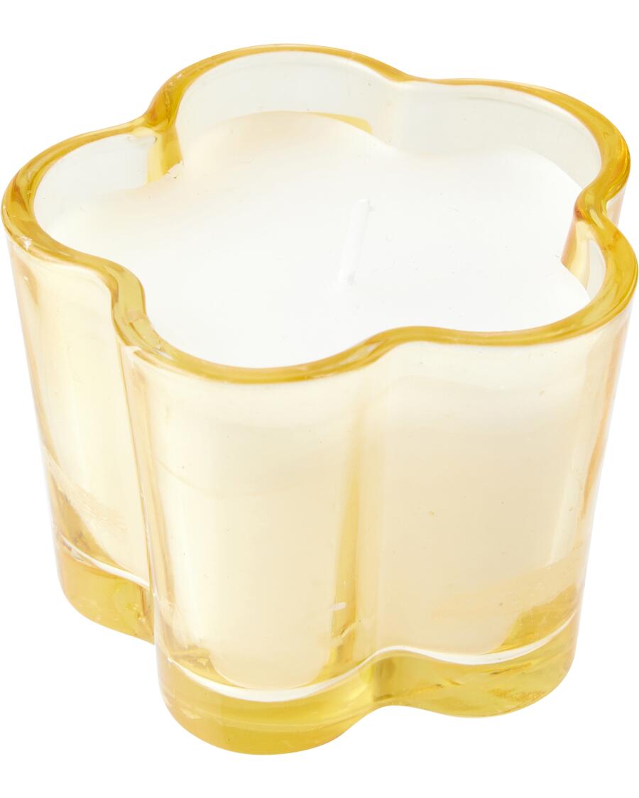 Kerze im Glas Blume gelb