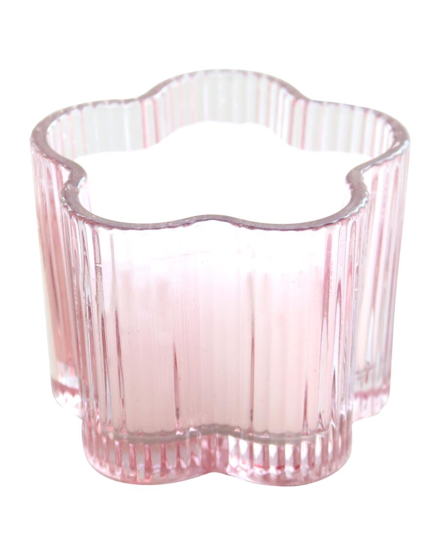 Kerze im Glas Blume pink