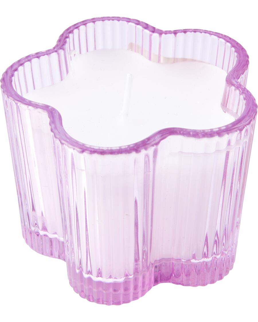 Kerze im Glas Blume lila