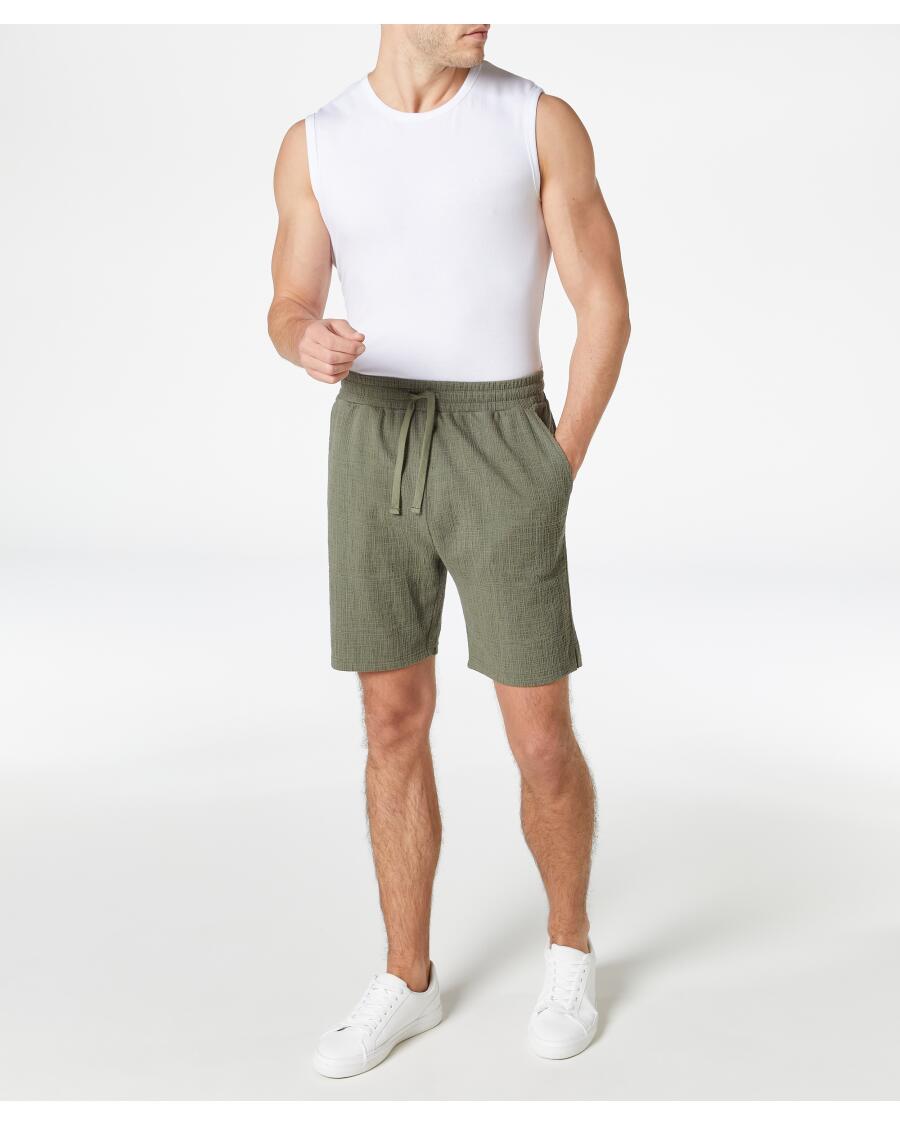 Šortky ze strukturované tkaniny khaki