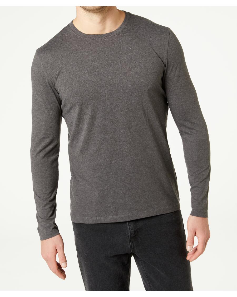 Basic Langarmshirt anthrazit melange