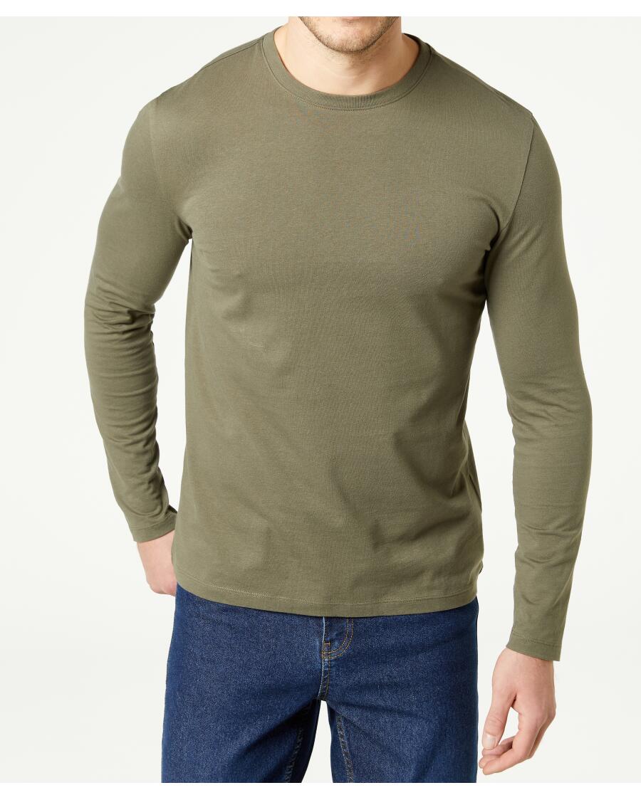 Basic tričko s dlouhými rukávy khaki