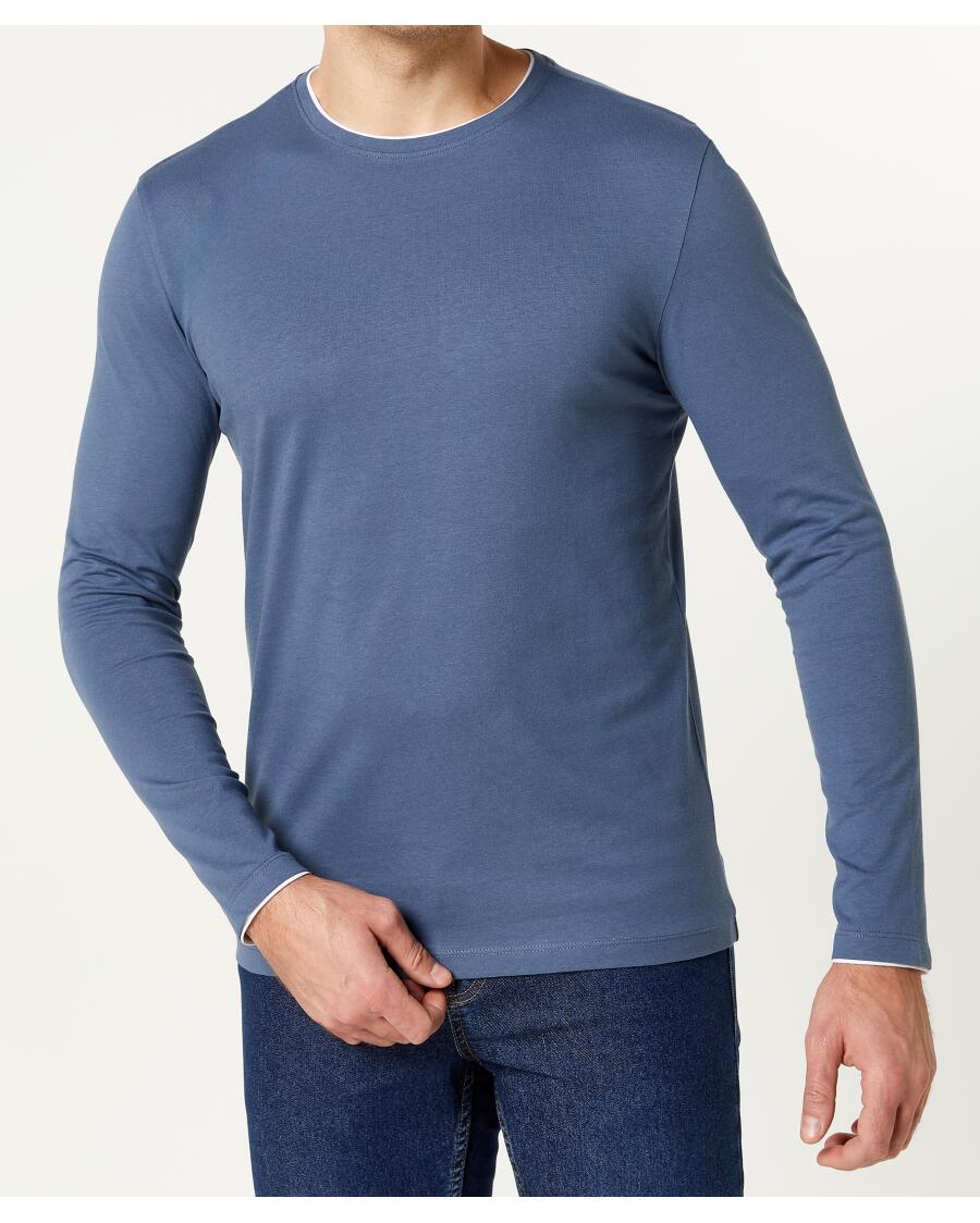 Shirt met lange mouwen in dubbellaagse look blauw