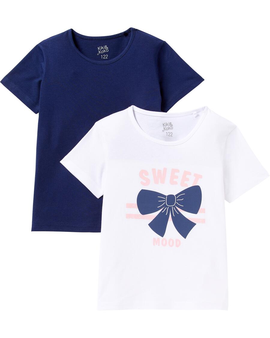 T-Shirts Schleifenmotiv weiß/dunkelblau