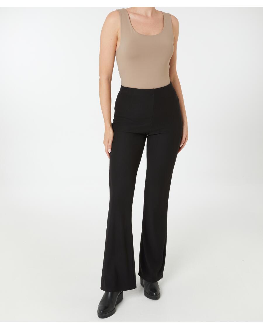 Geribbelde uitlopende broek zwart