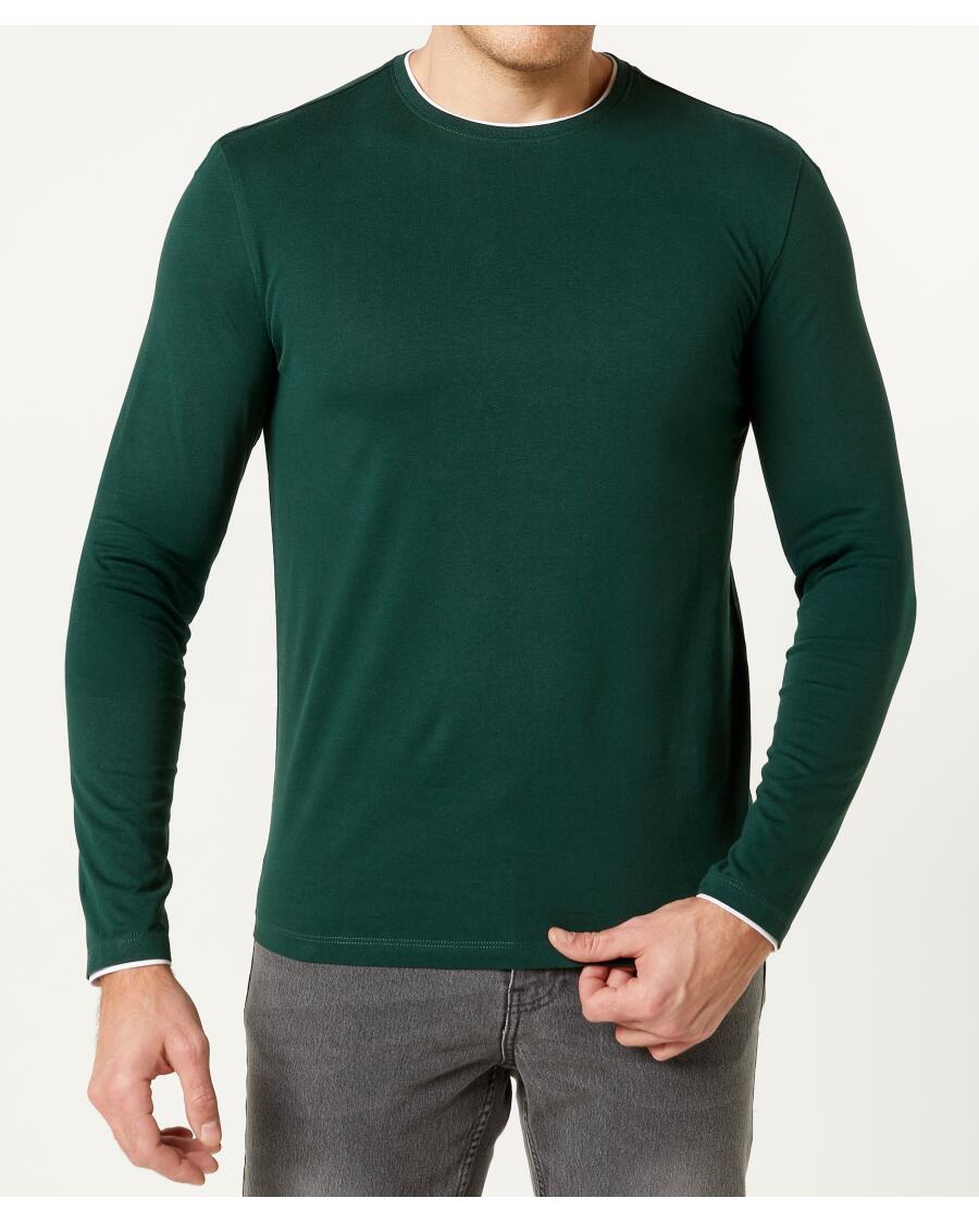 Shirt met lange mouwen in dubbellaagse look donkergroen