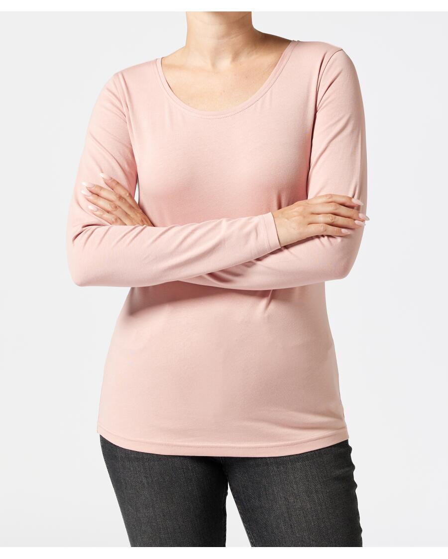 Langarmshirt mit Stretch dunkelrosa