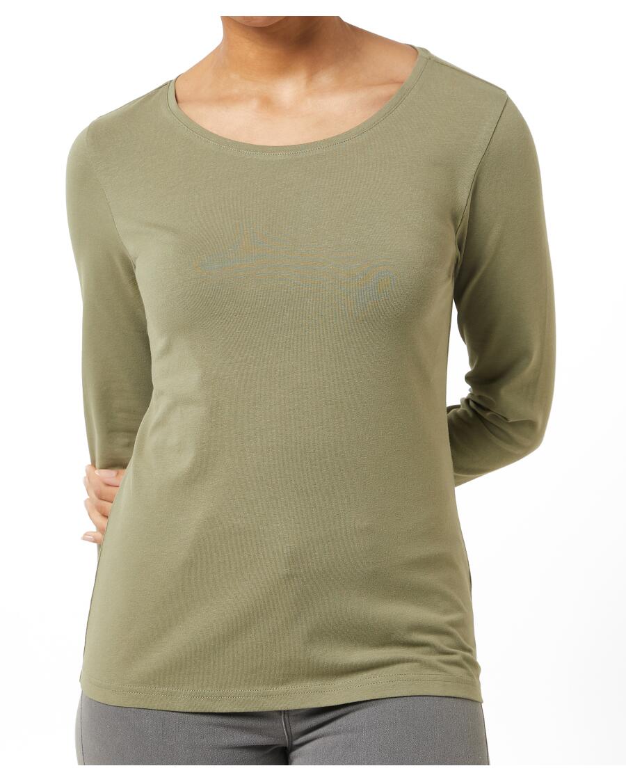 Langarmshirt mit Stretch Khaki