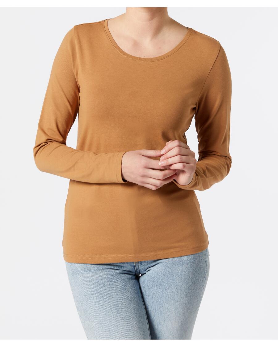 Langarmshirt mit Stretch hellbraun