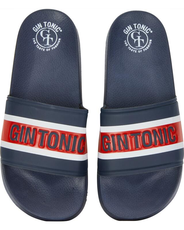 Gin Tonic slides for men, navy/red (KiK Gin Tonic Badeschlappen (dunkelblau/rot)) — KiK, authentic German product in Morocco
