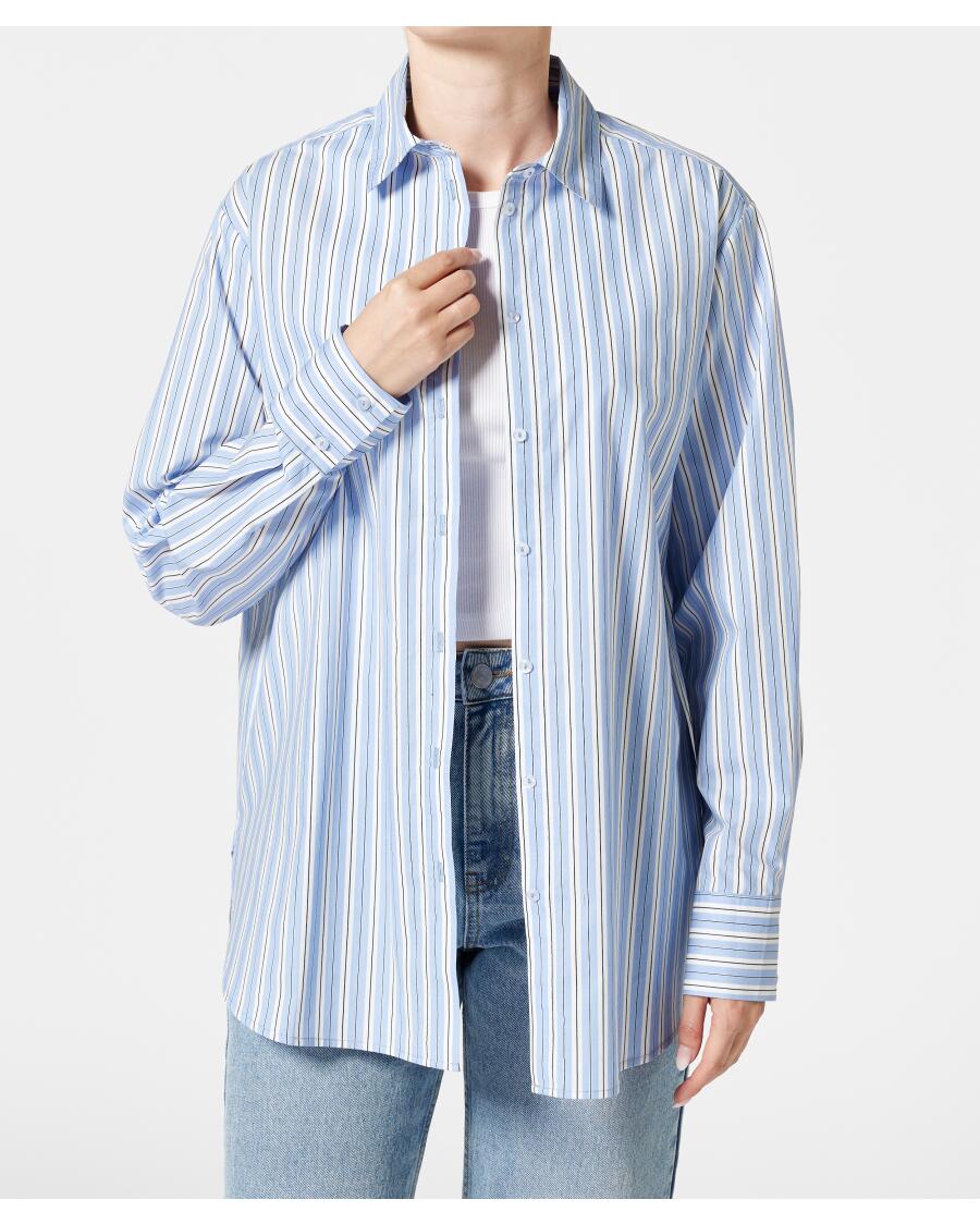 Popeline-Bluse blau gestreift