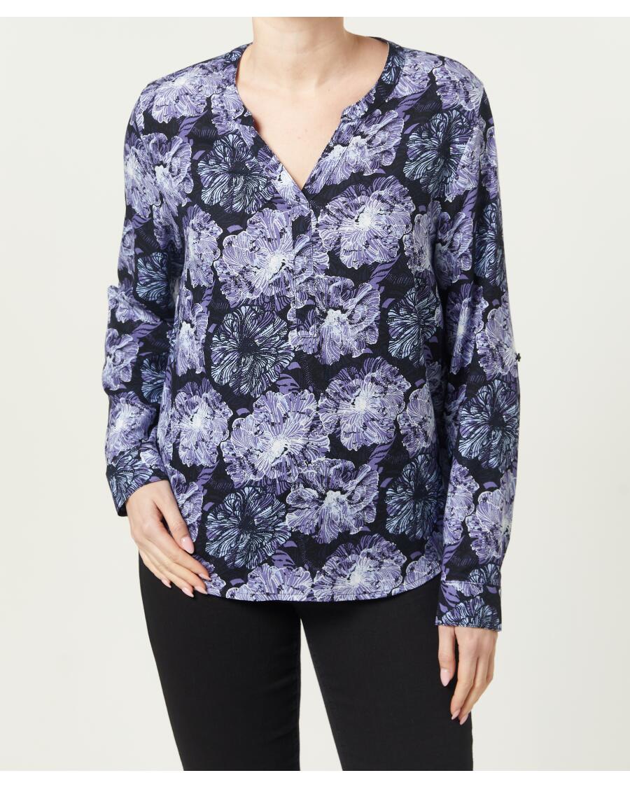 Langarmbluse Blumen Blumendruck